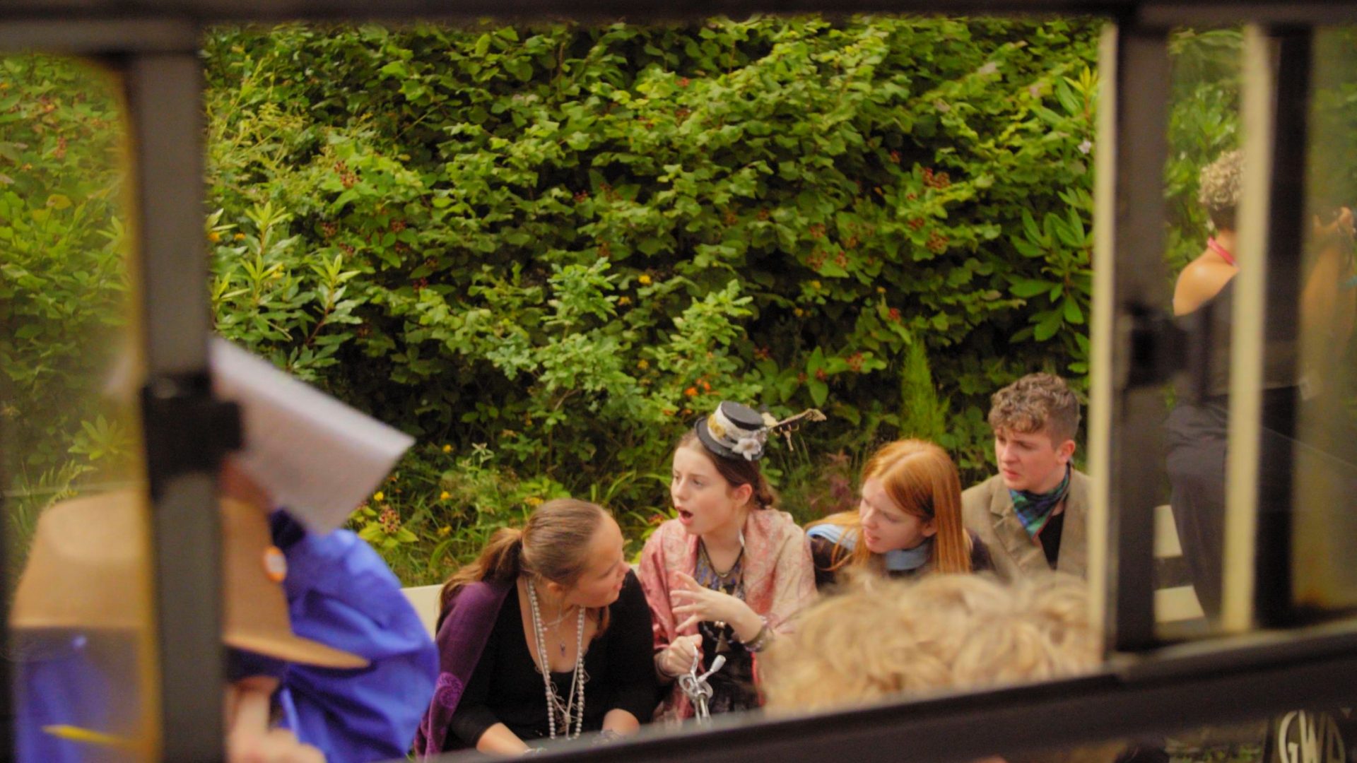 Pupils from Bodmin College performing in Departures and Arrivals at Bodmin and Wenford Railway as part of Wildworks Theatre's Hello Stranger Project.