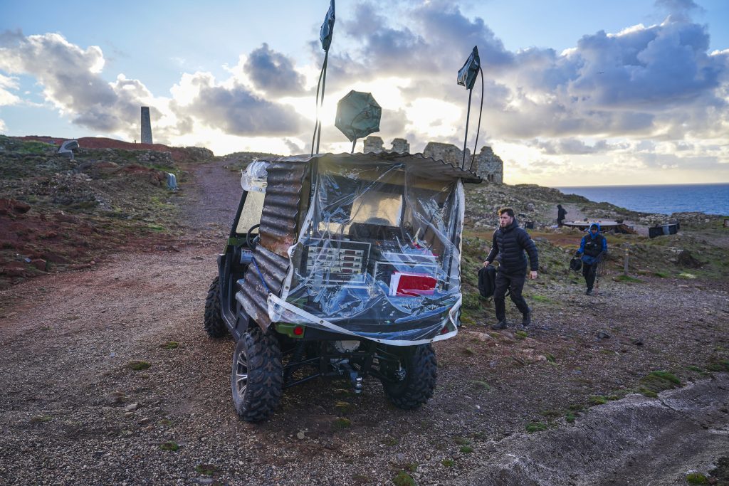 A photo of the electric gator vehicle used by the Sound team on the production of Stranger Beasts for Wildworks Theatre.