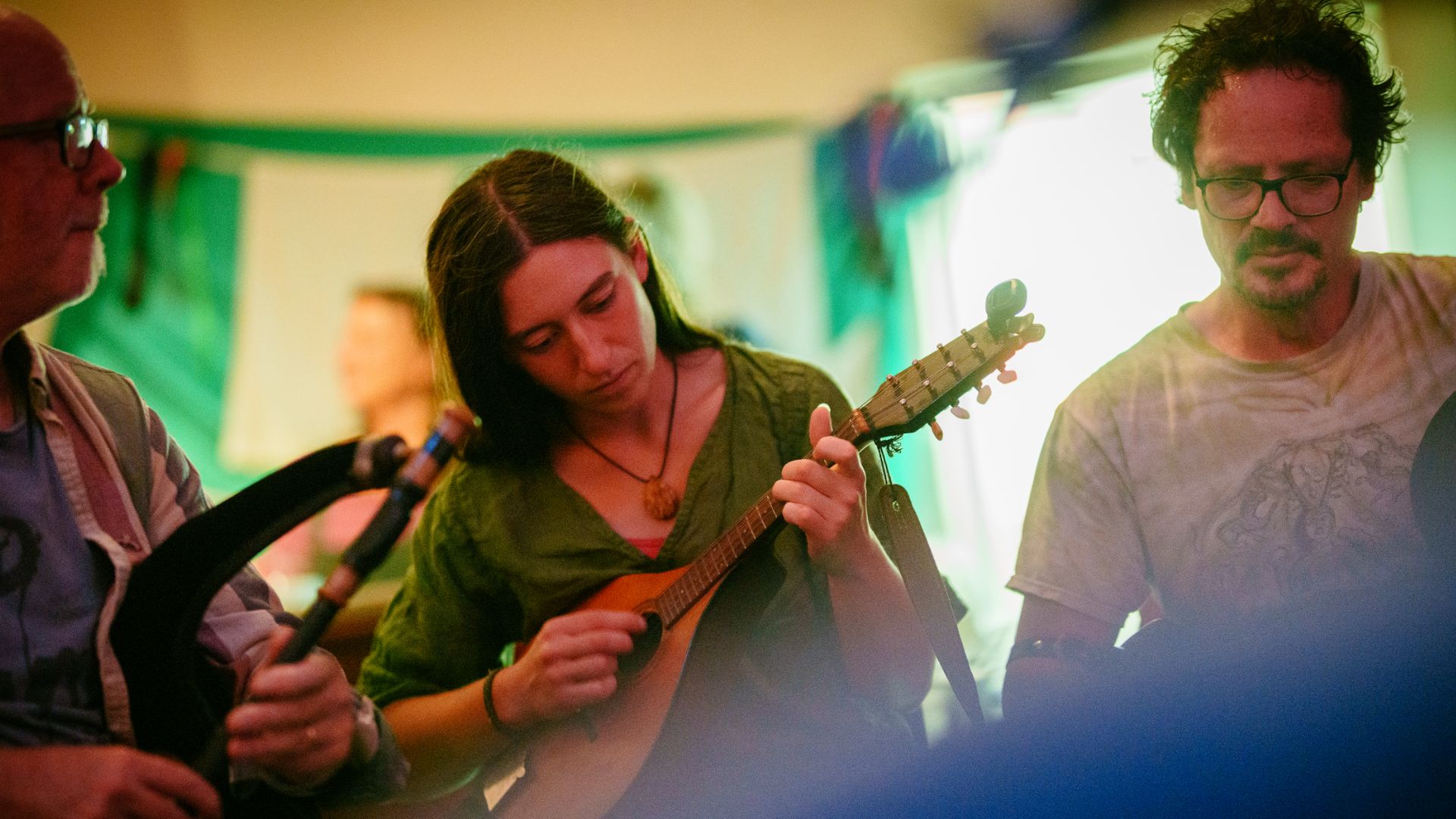 Tinners Session band during From West Cornwall to the West Bank by Wildworks.